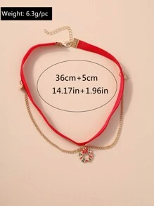 1 chiếc vòng cổ choker hình vòng hoa Giáng sinh, trang phục thời trang hàng ngày dành cho phụ nữ - Đỏ - Xem 9