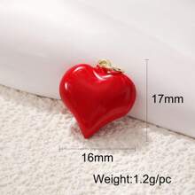 Conjunto de colgante de forma de corazón esmaltado en rojo con 2 agujeros para hacer joyas DIY, tono dorado de cobre en tamaño mini/mediano/grande, regalo para parejas, adorno navideño