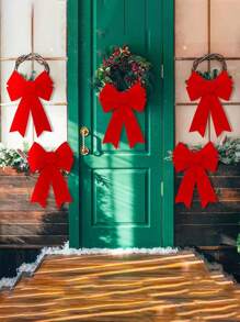 6pcs/10pcs Bow Christmas Tree Decoration Set - Includes Hanging Ornaments With Twist Ties, Suitable For Home And Party Decor - Red - View 8