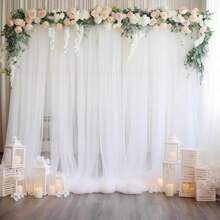 1 pieza Cortina de Fondo Transparente Blanca, Adecuado para Fiestas, Cortina de Fondo Transparente, Cortina de Fondo para Fotografía de Bodas, Aplicable para Fotografía de Bodas y Fiestas de Cumpleaños - Multicolor - Ver 7