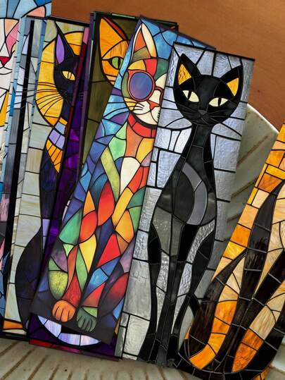 30pcs Gothic Colorful Cat Bookmarks, Suitable For Art Diary, Scrapbook Decor Paper Cards & Memo Notes Back To School
