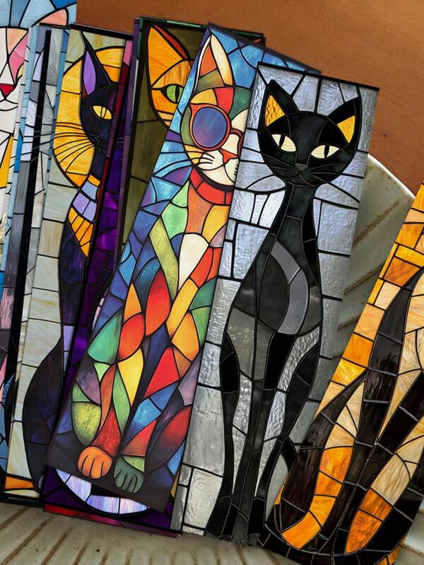 30pcs Gothic Colorful Cat Bookmarks, Suitable For Art Diary, Scrapbook Decor Paper Cards & Memo Notes Back To School