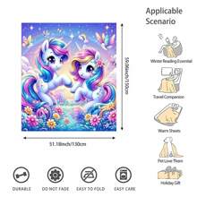 舒适的独角兽法兰绒毯子，柔软温暖，适合所有季节 - 非常适合沙发、床、办公室和旅行 - 理想的节日礼物 - 彩色 - 查看 10