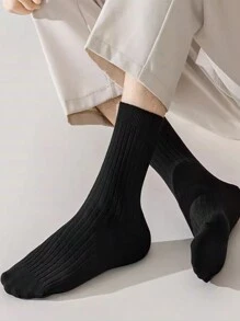 5 đôi/10 đôi tất cổ ngắn màu đen cổ điển thoải mái thoáng khí cho nam công sở/ngoài trời/trong nhà/ở nhà, thích hợp kết hợp với giày da - màu đen - Xem 3