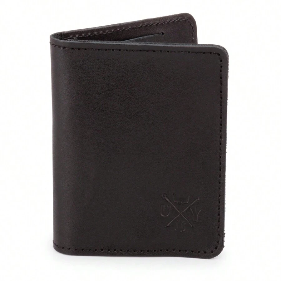 Men's Small Leather Wallet With CNH Card Holder And Money - 黑色 - 查看 1