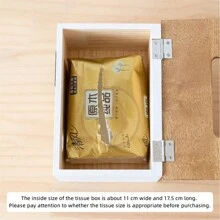1pc Wooden Tissue Box,Vintage Desk Organiser, Simple Japanese Style Tissue Box,Office Desk Accessories,Paper Storage,Desktop Small Items Remote Control Storage Rack,For Home Dining Room,Living Room,Bedroom,Bedside Table,Organization And Storage,Gift - Multicolor - View 6