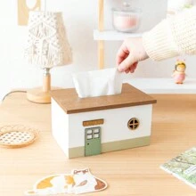1pc Wooden Tissue Box,Vintage Desk Organiser, Simple Japanese Style Tissue Box,Office Desk Accessories,Paper Storage,Desktop Small Items Remote Control Storage Rack,For Home Dining Room,Living Room,Bedroom,Bedside Table,Organization And Storage,Gift - Multicolor - View 2