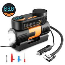 Tire Inflator Air Compressor: 2X Fast Heavy-Duty Truck Tire Pump Portable 12V Digital Tire Inflator With Digital Pressure Gauge, Memory Function, 1-Minute Inflation, LED Light - Black - View 1