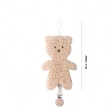 1pc Soft Plush & Beechwood 3-Hole Pacifier Clip Chain For Baby, Suitable For Daily Use In Winter, Animal Shaped Pacifier Holder