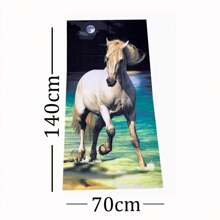 Landscape Printed Bath And Beach Towel - White Horse With Moon - Ngựa trắng với trăng - Xem 2
