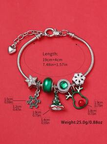 1 pièce Bracelet en chaîne de cuivre avec perles en forme de renne creux, sapin de Noël et flocon de neige, accessoire et cadeau de fête des vacances pour femmes