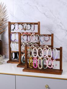 1 件木制多层珠宝展示架，带铁钩，项链/耳环/卡片/发带/手链架，珠宝店橱窗展示架，返校 - 仿胡桃木色 - 查看 2