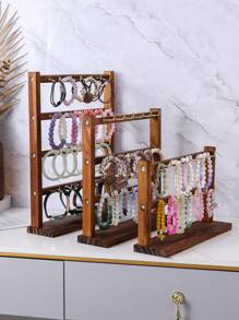 1 件木制多层珠宝展示架，带铁钩，项链/耳环/卡片/发带/手链架，珠宝店橱窗展示架，返校 - 仿胡桃木色 - 查看 8