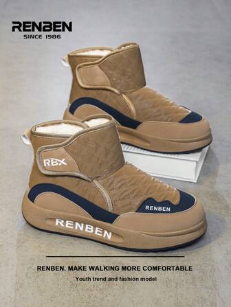 RENBEN 1 Pair Men's Snow Boots For Winter 2024 New Thick Bottom Thermal Lined Fashionable Winter Shoes