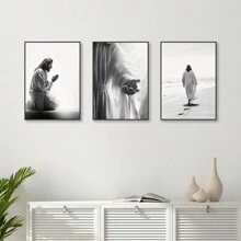 FajerminArt 1pc Black And White Jesus Faith Poster, Modern Wall Art,For Living Room & Bedroom Decor,No Frame,Canvas - Multicolor - View 6