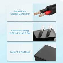 12V-2A Power Adapter AC Power Cord 5.5mm X 2.1mm Male Universal Power Supply With US Plug, 24W AC/DC Converter UL/FCC Certified - 查看 3