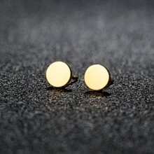 1 对多款不锈钢耳环女士几何圆形月亮十字方形六角形耳环爱心耳环耳钉珠宝配饰 - 金色 - 查看 5