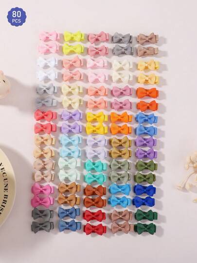 bilicaca 80pcs/Pack Macaron Colors Baby Hair Clips, Fully Covered Cute Infant Hair Accessories, Colorful And Fun Children Hair Decorations, Random Colors Love Valentine