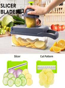 15 In 1 Vegetable Fruit Chopper Cutter Food Onion Veggie Dicer Slicer Kitchen For Tomato Potato Carrot Chopper - Green - View 6