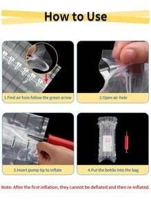 3/6/10 piezas Bolsas protectoras inflables para botellas de vino, envoltura de columna de aire reutilizable y a prueba de golpes con bomba, suministros de embalaje y envío para viajes en avión, bolsas de envío de botellas de vidrio, bolsas de embalaje rellenas de aire