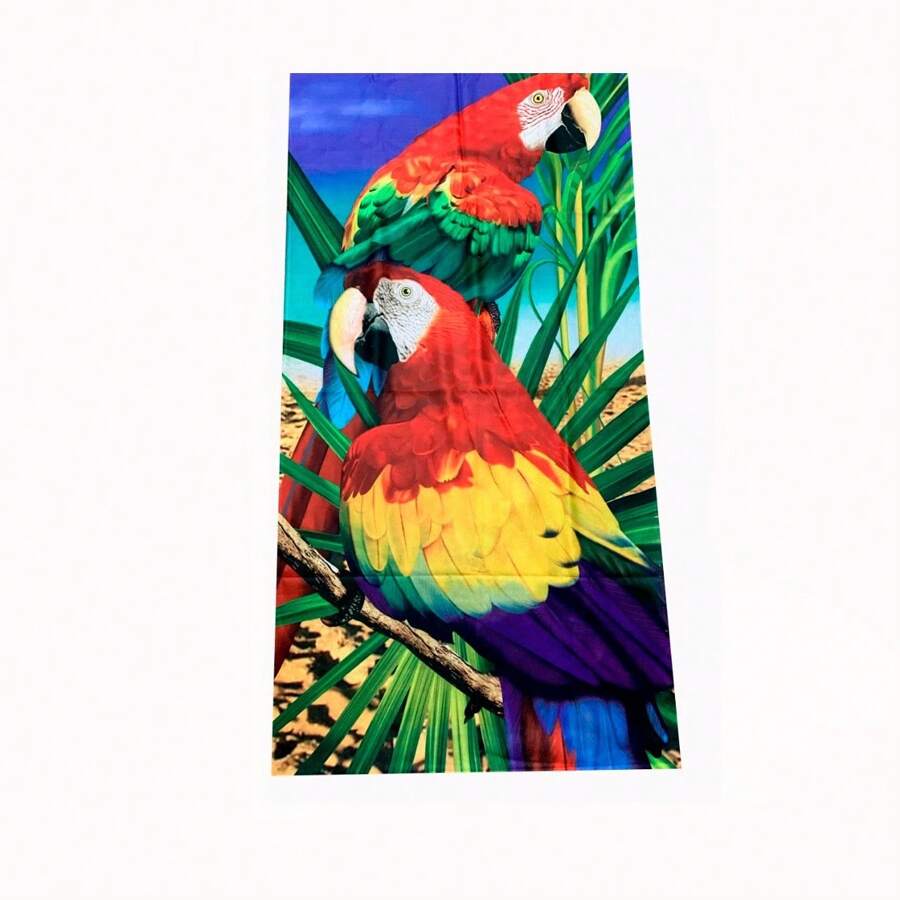 Landscape Printed Bath And Beach Towel - Macaw On Palm Tree - Vẹt ở Palmeira - Xem 1