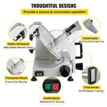 Commercial Meat Slicer, 200W Electric  Food Slicer, 0-12mm Adjustable Thickness Electric Meat Slicer, 1200RPM Meat Slicer With 8'' Chromium-Plated Steel Blade For Home & Commercial Use - US A Type Plug(110-127V) - View 6