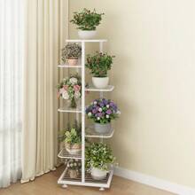 1pc 7-Tier Metal Flower Pot Stand Plant Display Rack, Sala de estar e varanda Parede Canto Armazenamento e Decoração