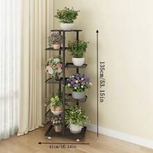 1pc 7-Tier Metal Flower Pot Stand Plant Display Rack, Sala de estar e varanda Parede Canto Armazenamento e Decoração