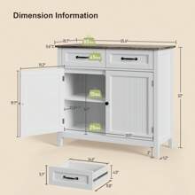 Lofka 35.4"W Kitchen Buffet Sideboard Cabinet, 2 Drawers Farmhouse Coffee Bar Storage Cabinet With Adjustable Shelf, Kitchen Storage Island With Doors For Dining Room, Entryway, Bathroom, Valentine's Day Ideas