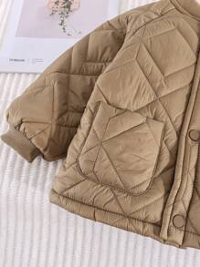 Young Boy Lightweight Quilted Padded Coat, Autumn/Winter - Khaki - View 5
