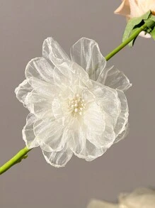 2pcs Women's Sweet White Mesh Flower Hair Clips, Perfect For Daily Bohemian Style Valentine's Day Summer Claw Clips Hair Claws Hair Barrettes, School Stuff