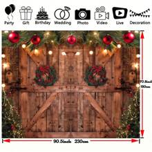 1pc Festive Barn Door Christmas Backdrop - Polyester, Multipurpose, Reusable, Easy-To-Use, New Year Party Background For Family Gathering, Photo Studio Props, Banner Decorations, Holiday Decor, Universal Fit, And More,Christmas