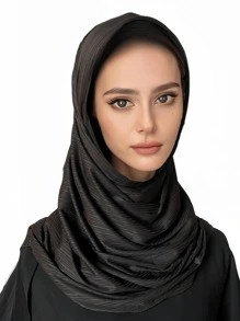 1 Piece Ladies High Quality Black Solid Color Soft Breathable Jersey Hijabs Scarves