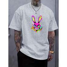 Men's T-Shirt Psicy Rabbit Print Casual Fashion Unisex Shirt 100% Cotton - Xám - Xem 1