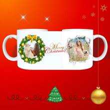 定制圣诞马克杯，个性化陶瓷咖啡杯，带有图像、文字、名称和定制礼物，11 盎司/325 毫升双面印刷白色陶瓷杯 - 白色 - 查看 12