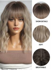 14 英寸多色（脏橙色、红色）波浪假发漂亮时尚女士假发渐变棕色金色假发女士短卷发假发带刘海合成耐热假发时尚假发适合日常生活。