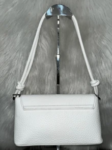 Women Minimalist Basic Fashion Casual Style Handbag For Party Work Travel With Turn Lock Side Handle And Hand Chain - trắng - Xem 2