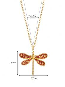 1 Stück Halskette für Frauen in Goldfarbe aus Edelstahl mit Libellen Anhänger, Choker, modischer Vintage Insekten Schmuckzubehör als Geschenk