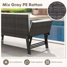 Lifezeal Outdoor Convertible Sofa Daybed With Adjustable Armrests Removable Cushions White/Gray/Navy