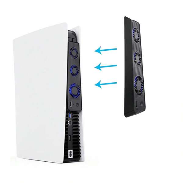 PS5 Mainframe-Kühlgebläse,PS5 Cooling Lüfter, Mit externem, USB-Anschluss und 3 Ventilatoren, Temperaturkontrolle für PS5, Schwarz