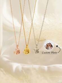 1PC Heart Projection Photo Necklace, Minimalist Projection Pendant For Women, Memorial Photo Necklace, Anniversary Gifts, Birthday Gifts For Her,Thanksgiving Gifts, Christmas Gifts