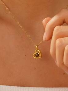 1PC Heart Projection Photo Necklace, Minimalist Projection Pendant For Women, Memorial Photo Necklace, Anniversary Gifts, Birthday Gifts For Her,Thanksgiving Gifts, Christmas Gifts