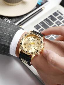 ZHOWE Reloj de cuarzo de negocios casual con correa de silicona,  con bloqueo de luz azul y esfera grande para hombres - Unitalla - Ver 2