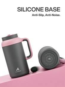 Taza/Vaso de 64 Oz con asa, tapa con 2 en 1 con pajita, mantiene frío hasta 36 horas, apto para lavavajillas, a prueba de fugas, base antideslizante, botella de agua aislada de acero inoxidable para el hogar, la oficina y el gimnasio (Rebellion)