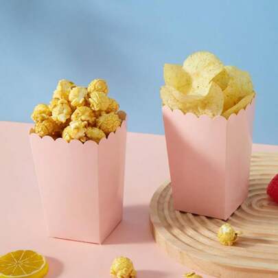 10/24 Stück hellrosa Lebensmittelbehälter, Pommes-Boxen, Popcorn-Becher, Popcorn-Eimer, Geburtstags-Party-Deko und Filmabend-Snack-Boxen, geeignet für Lunchbox, Bäckerei-Brot, Burger-Restaurant, Weihnachten