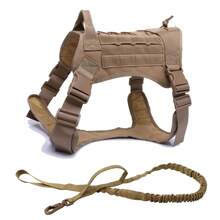 2 件套狗背带和牵引绳套装，带手柄的 Molle 背心，适用于工作犬，带钩环面板，适合小型、中型、大型犬散步、远足训练 - 彩色 - 查看 21