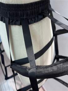 1 件黑白巴洛克风格 4 层镂空鸟笼荷叶边衬裙，带洛可可鱼骨设计，适合女性角色扮演秋季服装 - A - 查看 3