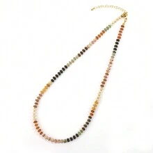 1 pieza Collar de mujer de cuentas hechas a mano con piedras naturales coloridas de estilo elegante y bohemio, con broche de langosta chapado en oro cobre, como regalo de verano para ella, mejor amiga