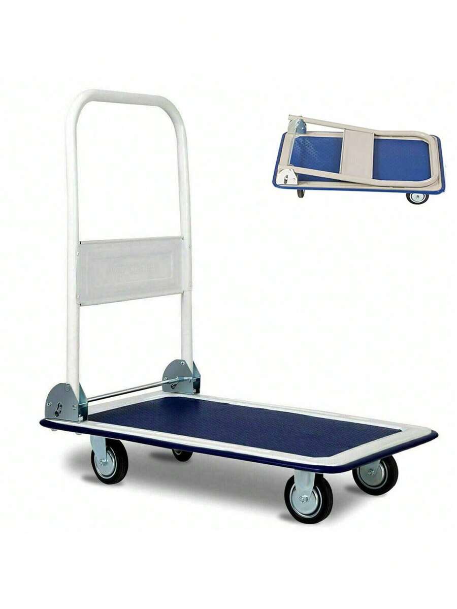 Folding Platform Truck Hand Flatbed Push Dolly Cart Folding Heavy Duty Rolling Cart With 4 Wheels Outdoor Decor