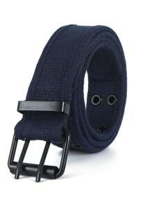 Double Grommet Hole Canvas Belts For Men Women Unisex - 藏蓝色 - 查看 1